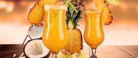 Fresh drink made of pineapple , coconut, cantaloupe