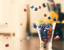 Lots of red and blue dice - social games