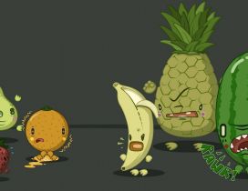 Custom fruits with hands and feet - Funny wallpaper