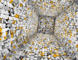 Claustrophobia 3D - White and yellow cubes