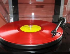 Red vinyl and turntable