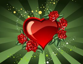 Heart and red rose - Love wallpaper