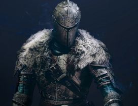 Knight wears an iron helmet