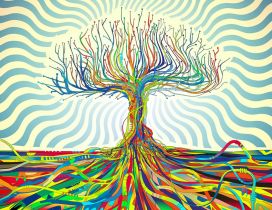 Colored wires forming a tree