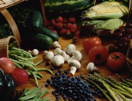 Many fresh vegetables and fruits
