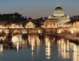 Rome City - Lights on the bridge in Italy