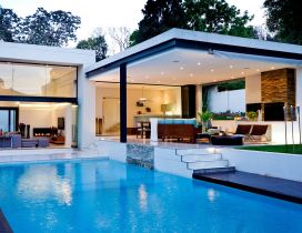 Beautiful white house with swimming pool