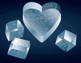 Ice heart and ice cubes - Artistic wallpaper