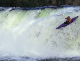 Kayaking in the waterfall - Waterfall wallpaper