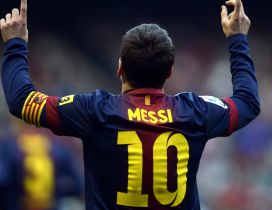 Lionel Messi on the stadium - T-shirt with number 10