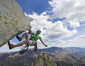 A climber on the big rock - Extreme sport