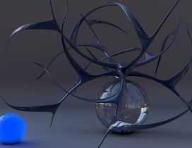 Abstract wallpaper - Blue ball and silver ball