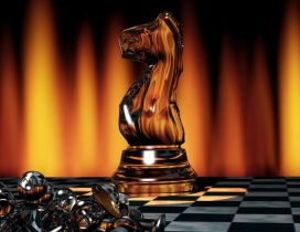 Brown chess piece on the chessboard