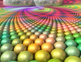 Multicolored balls on the big surface