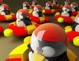 Many penguins with ubuntu logo