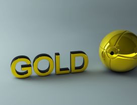 3D gold letters and ball wallpaper