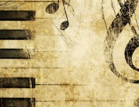 Music wallpaper - keys, notes and piano