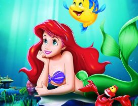 Little Mermaid - Ariel and fish in the water
