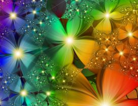 Abstract colorful flowers with lights