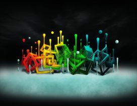 Splashes of many colorful cubes - Design wallpaper