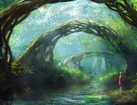 A girl in fantasy forest - HD wallpaper