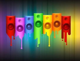 Colorful speakers made of watercolors