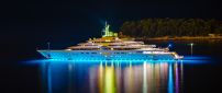 Yacht eclipse at night