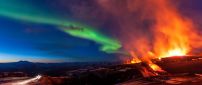 Volcanic eruption and aurora borealis