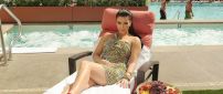Kim Kardashian on the sunbed at the swimming pool