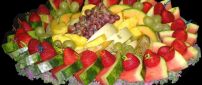Many pieces of fruits arranged on a plate