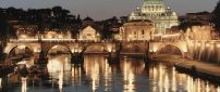 Rome City - Lights on the bridge in Italy