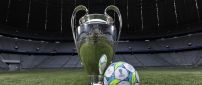 Champions league cup on the pitch