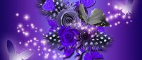 Purple artistic image with flowers and butterflies