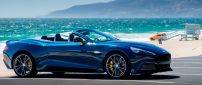 Blue and convertible Aston Martin Vanquish Volante