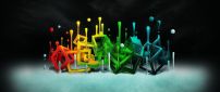 Splashes of many colorful cubes - Design wallpaper