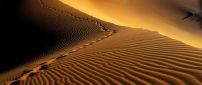 Footprints in the sand hills in desert