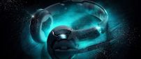 3D headphones wallpaper - Fluorescent blue light