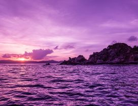 Purple landscape - Sunset over the sea