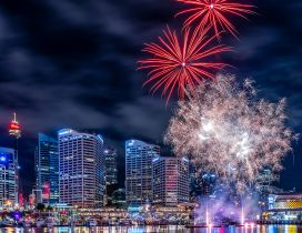 Fireworks over the city - Darling Harbour, Australia