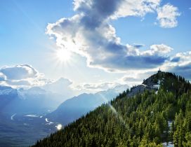 Sulphur Mountain with gondola station - Clear sky and sunny