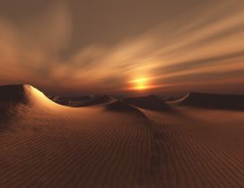 Sunset over the desert - Dark sky wallpaper