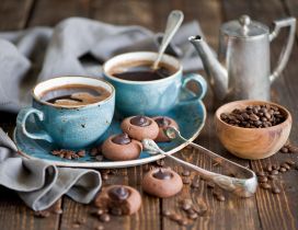 Chocolate cookies and delicious coffee in the morning