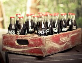 Old Coca-Cola box and bottles - Vintage image