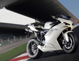 White Ducati sport bike - HD wallpaper