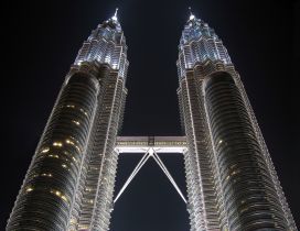 Double Peak Tower illuminates at night