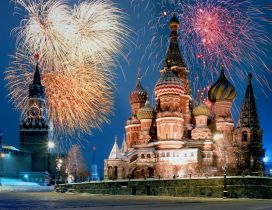 Fireworks above the St. Basil's Cathedral