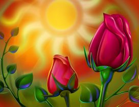Red rose in the sunlight - Art design wallpaper