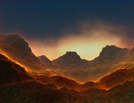 Valley Burn between mountains - HD Wallpaper