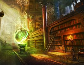 Magic ball in the library - Fantastic moment