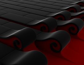 Abstract 3D black and red waves